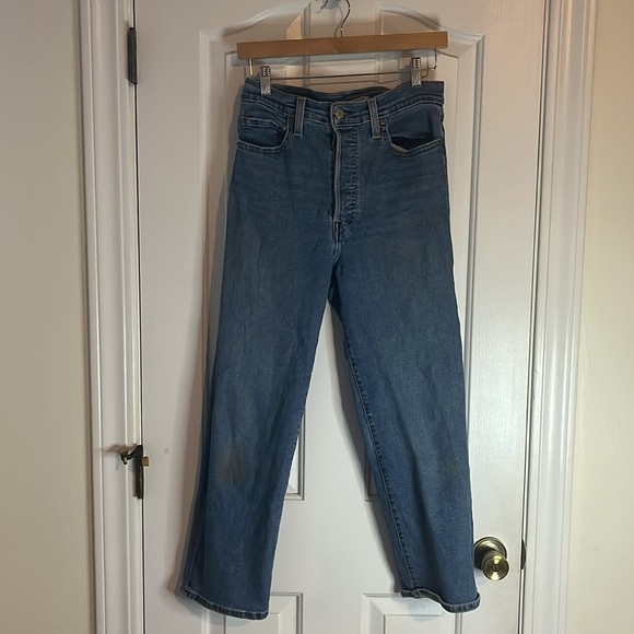 Levi's | Premium Ribcage Straight Ankle Denim Jeans Midwash Size 28/6 Casual - Picture 4 of 12